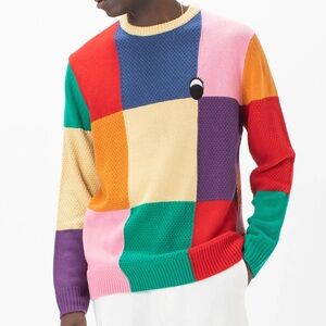 NWT Barney Cools Gerald Knit Piñata Patchwork Sweater